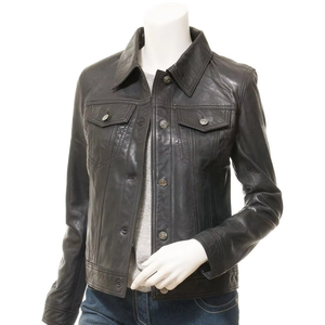 Chaqueta de Cuero Satinado Transpirable para Mujer, Nueva Colección Otoño, Personalizable, con Cuello Alto, Precio Bajo por Volumen - Product Image 1