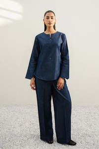 Camisa Túnica de Mezclilla Ligera de Color Azul Vintage para Mujer, Camisas Túnica Holgadas de Manga Larga con Botones, Estilo Casual para Damas - Product Image 2