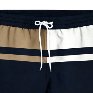 Short de bain décontracté pour homme en tissu Oxford 100 % polyester, infroissable, respirant, séchage rapide, taille élastique, doublure en maille, léger - Product Image 5