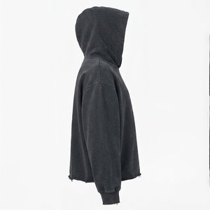 Sudadera con Capucha Extra Grande para Mujer, con Logotipo Personalizado al por Mayor, de Algodón Negro, Tejida, con Logotipo Bordado en la Parte Delantera y Bolsillos, para Otoño - Product Image 4