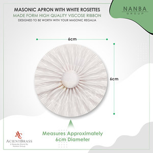 White <b>Ribbon</b> Rosette Features Pleated Fabric Radiating Central Fabric-Covered Button - Product Image 3