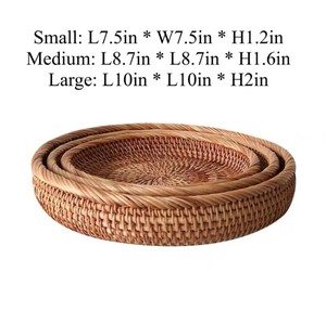 Plateau élégant en rotin tressé avec poignées latérales pour servir des aliments, des boissons, des collations, décoration de la maison, présentation - Product Image 5