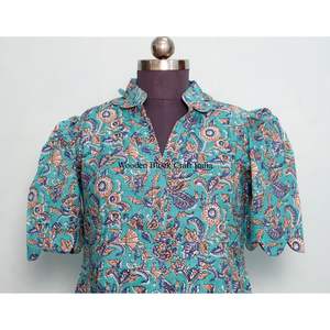 Vestido Midi de Algodón Puro para Mujer, Estampado Floral Hecho a Mano, Estilo Casual para el Día a Día, para Fiestas, Estilo Dulce con Patrón Sólido - Product Image 2