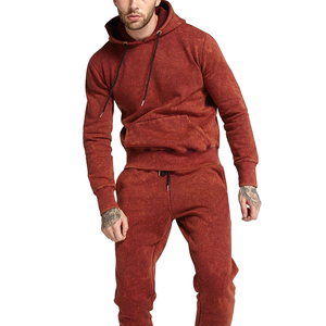 Survêtement d'hiver pour hommes, style streetwear, à capuche, couleur unie, délavé à l'acide, 100% coton molletonné, respirant, séchage rapide, élégant, manches longues, vente en gros - Product Image 3