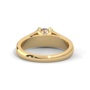 Bague solitaire en diamant taille brillant rond avec une bande conique de style cathédrale. - Product Image 3