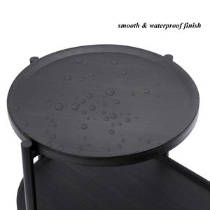Black Wooden 2-Tier Oval End <b>Tables</b> <b>with</b> <b>Storage</b> Tray <b>Round</b> Coffee <b>Table</b> and Small <b>Side</b> <b>Table</b> for Living Room Console <b>Tables</b> - Product Image 6