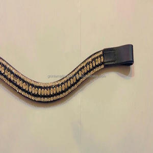 Diamantes de imitación dorados y negros, 5 filas, cadena mega ostentosa, correa de cuero negro inglés para cejas de caballo en full cob - Product Image 5