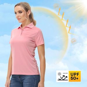 Women's <b>Pink</b> Short Sleeve Solid Color Knitted Casual Polo Shirt - Product Image 3