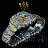 Montre unisexe classique et unique, style hip-hop, en acier inoxydable, avec moissanite taillée en diamant, mouvement à quartz ETA 41mm, luxe discret et antique.