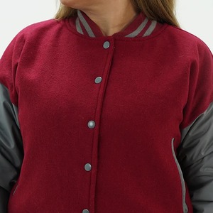 Chaqueta Universitaria de Moda para Mujer, Chaqueta de Cuero y Lana Personalizada, Fabricación al por Mayor, Servicio de Muestras OEM ODM - Product Image 5