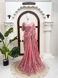 Pink <b>Saree</b> With Beads And Sequence Work With Traditional Wear <b>For</b> <b>Women</b> Wedding And Party From Samp Corporation - Product Image 3