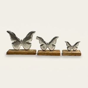 Handmade Glück Good Luck Metal Word Sculpture On Mango Wood Base Silver Cast Aluminium Letters For Modern Living Room <b>Decor</b> - Product Image 2