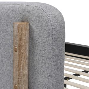 Letto King Size con Piattaforma Imbottita in Poliestere Grigio Chiaro, Design Moderno a Profilo Basso - Product Image 4