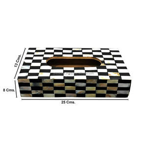 Boîte à mouchoirs rectangulaire avec incrustation de nacre, logo personnalisé, élégante, porte-serviettes fait main pour bureau, taille personnalisée acceptée - Product Image 4