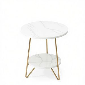 Comodino Moderno in Stile Antico con Accenti in Mango e Pino, Tavolino in Acciaio Inossidabile per Camera da Letto, Arredamento per Appartamento o Casa - Product Image 2