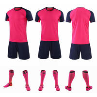 Maillot de football personnalisé bleu clair et foncé en sublimation pour homme, ensemble uniforme respirant en polyester pour adulte avec logo et nom