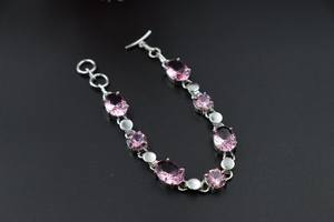 Pulsera de Plata de Ley con Cuarzo Rosa Natural, Corte Ovalado, Hecha a Mano, Ajustable, Joyería de Lujo, Regalo de Cumpleaños para Ella - Product Image 2