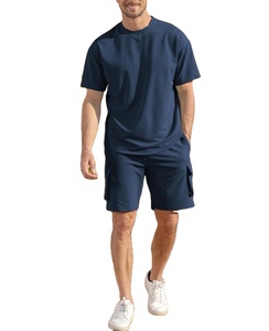 Ensemble T-shirt et short en maille respirant pour homme, été, décontracté, séchage rapide, logo personnalisé, haute qualité, 100% coton, personnalisable - Product Image 2