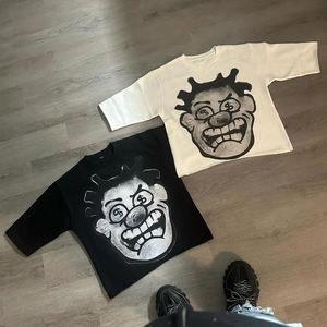 Camiseta Personalizada de Alta Calidad sin Costuras, Corte Cuadrado, Hombros Caídos, Estilo Y2K, Hip Hop, para Hombre - Product Image 1