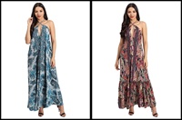 Nouvelle Robe Longue Décontractée en Soie Imprimée à Pois et Fleurs Style Bohème Y2K, Coupe Trapèze, Taille Naturelle, Logo Tissé, Lavable, Idéale Automne