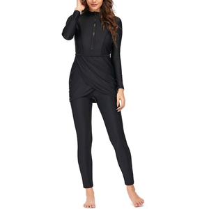 Traje de Baño Musulmán de Manga Larga, Traje de Baño Islámico de Cobertura Completa para Mujer, Ropa de Playa Modesta - Product Image 1