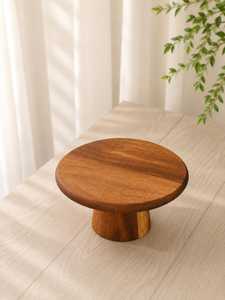 Hand Crafted Wooden <b>Cake</b> <b>Stand</b> Set, Rustic Round Dessert Display Pedestal, Farmhouse Tea Party Tray - Product Image 3