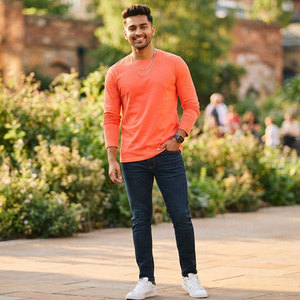 Crew Neckline Design Men's <b>T</b>-<b>Shirt</b> <b>Polyester</b> Cotton Blended Material Anti Odor College University Outgoing Travelling Wear <b>Shirt</b> - Product Image 1