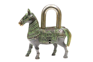 Cadenas en laiton antique en forme de cheval, fait main, en métal, vintage, décoratif équestre, objet de collection, décoration intérieure - Product Image 5