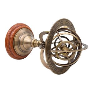 FASHION CRAFT Sphère armillaire en laiton, modèle éducatif, design traditionnel, rotative, finition antique, base en bois, verticale - Product Image 4