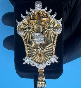 Colgante de San Lázaro, Protección Espiritual, Joyería Cristiana, Colgante Hip Hop, Colgante de Plata 925, Medallón con Incrustaciones, Collar Católico - Product Image 4