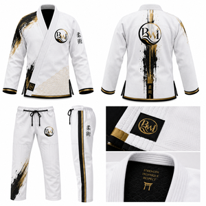 Kimono de BJJ BWI Blanco, 100% Algodón, Corte Holgado para Adultos, Transpirable, Estampado por Transferencia de Calor, Unisex, Ropa de Artes Marciales, 460g, Antiencogimiento - Product Image 1