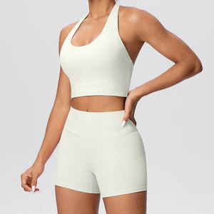 High Quality 2 Piece Fitness Clothing Women Yoga Wear Set High Elastic <b>Running</b> Sports Gym Fitness Set Compression Shorts - Product Image 4