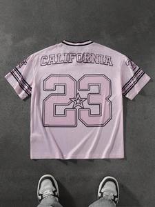 Maillot de sport en mesh personnalisé par sublimation, rose pastel, coupe oversize, streetwear unisexe, mode été, vente en gros OEM - Product Image 2