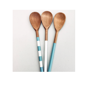 Black & White <b>Check</b> Handle Mango Wooden Server Spoon Flatware Kitchen & <b>Table</b> Use Dishwasher Safe Utensils - Product Image 4