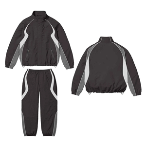 Men's Top Quality Nylon Tracksuit Custom Reflective Logo Solid Casual Windbreaker Tracksuit Plus Size Windbreaker Jacket Pant - Product Image 2