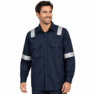 <b>Men's</b> Navy Colour Reflective <b>Work</b> <b>Shirt</b> Long Sleeve Visibility Safety Uniform Breathable High Quality <b>Work</b> <b>Shirt</b> <b>For</b> <b>Man</b> - Product Image 5