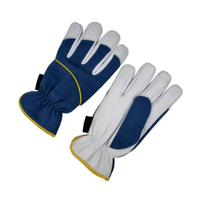 Leather Work Gloves Blue Palm White Fingers Anti-Slip Elastic Cuff General Purpose Safety Gloves Anti-static Breathable - Product Image 6