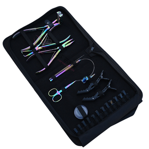Best Rainbow Stylist hair Extension Kit with 7 In Flat Crimping Plier <b>Tape</b> In Applicator Bead Removal Tool <b>hook</b> Jumbo Hair Grips - Product Image 1