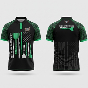 Maillot de sport sublimé KhumBro personnalisé pour homme, noir et vert, à manches courtes, anti-humidité, coupe classique pour adulte - Product Image 1