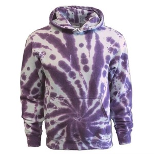Sudadera con Capucha Personalizada para Hombre, de Felpa Gruesa, Color Morado Tie-Dye, Estilo Urbano, de Algodón, con Teñido en Espiral, OEM - Product Image 1