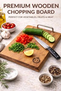 <b>Wooden</b> Rectangle Chopping Board With Stainless Steel Handle Kitchen Cutting Block Anti Slip Single <b>Piece</b> - Product Image 3