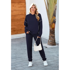 Conjunto Deportivo con Capucha para Mujer, de Algodón y Poliéster, Sudadera Holgada, Pantalones para Correr, Anti-Pilling, Transpirable, Ropa Casual 2026 - Product Image 3
