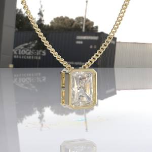 Radiant Cut Moissanite Pendant, Solid Gold Certified Radiant Lab Grown Diamond Pendant Necklace, Radiant Cut Diamond Pendant - Product Image 6