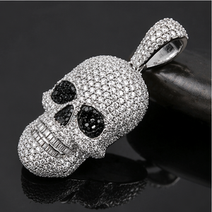 SHRAMAN <b>DIAMOND</b> Custom 925 <b>Silver</b> Iced Horror Skull <b>Teeth</b> Face <b>Diamond</b> Trendy Pendants Necklace Halloween Party Gold Fine Charms - Product Image 3