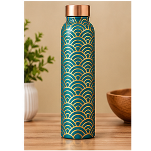 Bouteille d'eau en cuivre avec motif d'arbre de montagne et couvercle en cuivre, vaisselle de voyage portable - Product Image 3