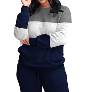 Ensemble sweat-shirt et jogging en coton avec strass brillants et détails en dentelle, couleur unie, tenue de sport élégante pour un usage quotidien et luxueux. - Product Image 1