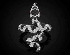 Diamond <b>Ring</b> 925 Sterling <b>Silver</b> <b>Snake</b> <b>Ring</b> Iced Out Hip Hop Statement 10K 14K Gold Finish Rapper Bling Jewelry for Men Gift - Product Image 1
