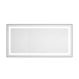 Specchio da Bagno a LED da Parete 48 x 24 Pollici con Cornice in Alluminio, Retroilluminazione e Illuminazione Frontale, Anti-Appannamento, Memoria, 3 Funzioni Vanity - Product Image 3
