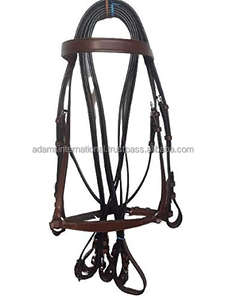 Brida de caballo de cuero de hilo blanco cosido de acero inoxidable, la mejor calidad - Product Image 3