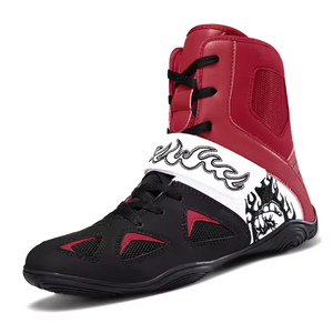 Zapatillas de lucha blancas de caña alta para hombre, con cordones, parte superior de malla, suela de goma, calzado de entrenamiento de combate para gimnasio y ring. - Product Image 6